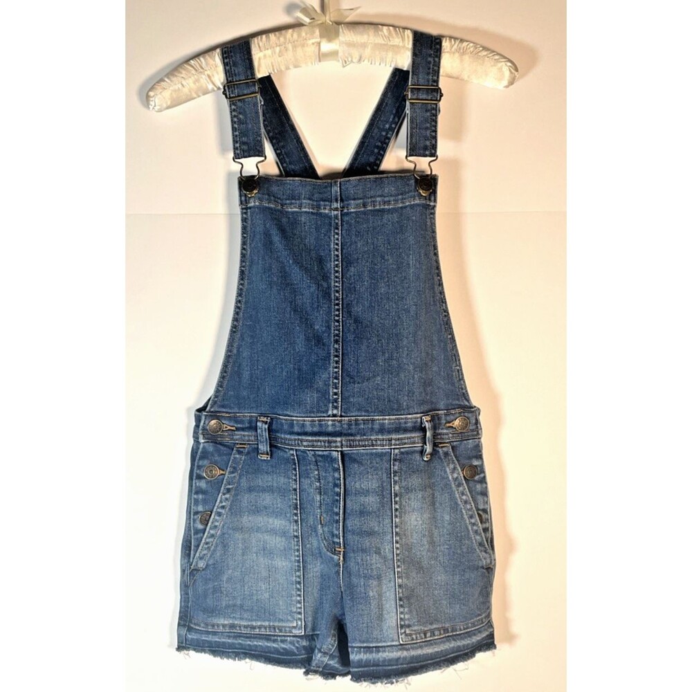 Crewcuts by J. Crew Denim Blue Jean Overall Short Cotton Stretch Girls 10 EUC